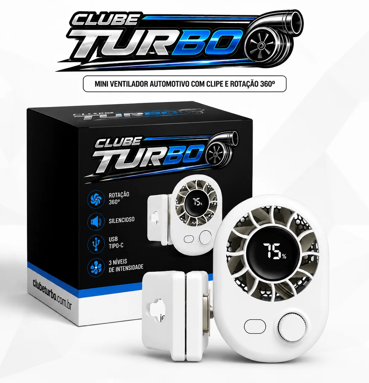 CliMax™ - Mini Ventilador Automotivo com Clipe e Rotação 360° (OFERTA ESPECIAL)